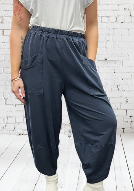 New Collection Navy Blue Jersey Cocoon Pants With Tulip Cuffs One Size Fits UK 10-20 
