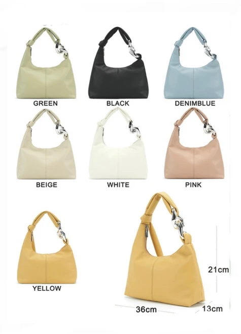 Long & Son Small Soft Faux Leather Slouchy Hobo Shoulder Bag - 5 Colours