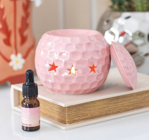 Retro Rodeo Pink Ceramic Disco Ball Oil Burner Wax Melter