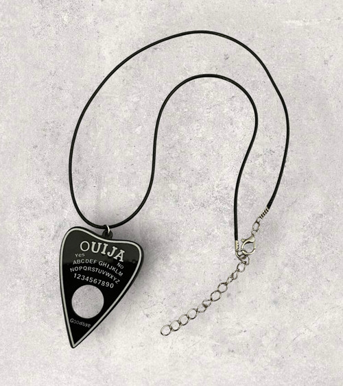 Large Ouija Planchette Gothic Alternative Black Acrylic Pendant Cord Necklace