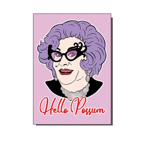 Hello Possum Dame Edna Everage Inspired Greetings Card