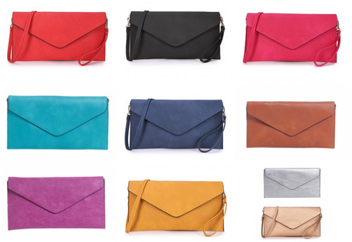 Long & Son Large Envelope Clutch Bag With Detatchable Shoulder Strap & Wristlet