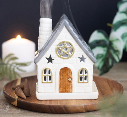 Solstice Spell Stone Cottage Ceramic Incense Cone Burner