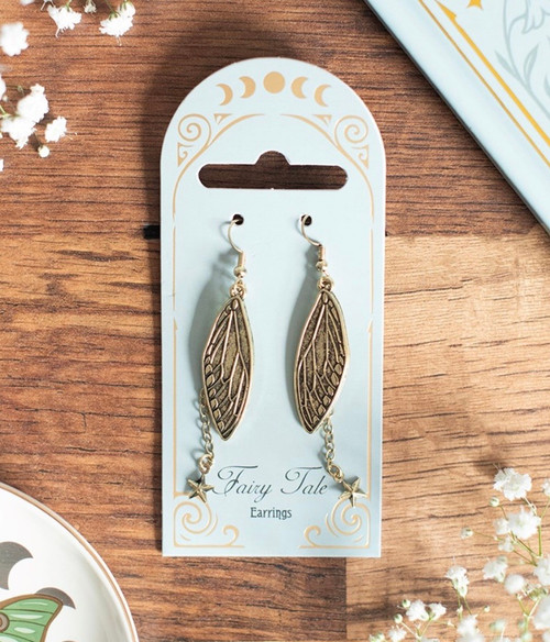 Stardust Fairy Gold Alloy Fairy Wings Drop Dangly Earrings
