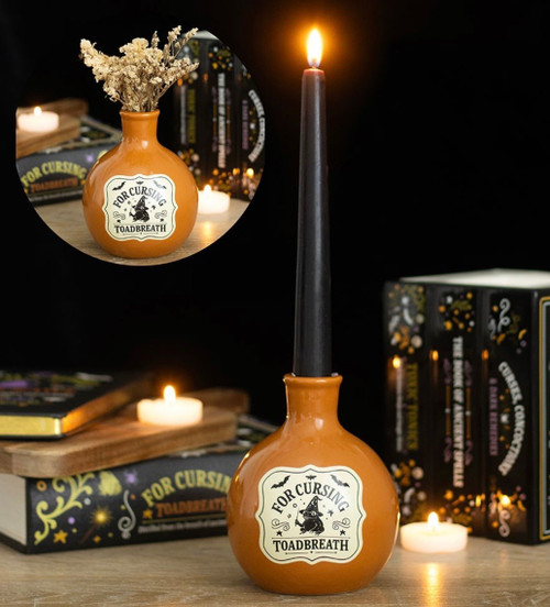 Witch’s Apothecary Toad Breath Orange Potion Bottle Vase Or Candle Holder