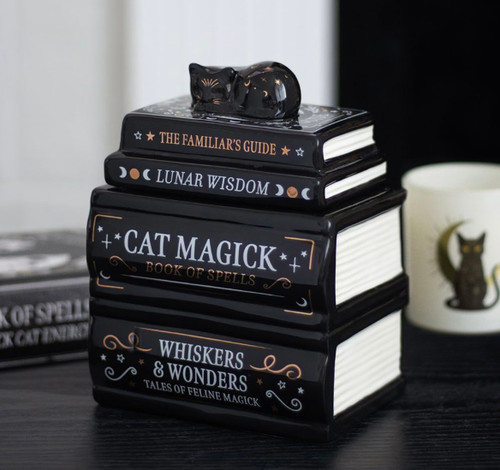 Black Cat Magick Spell Book Cat Ceramic Oil Burner