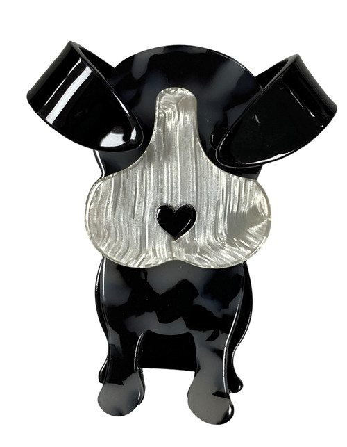 Terrier Dog Black & Grey Large Cute Statement 3D Laser Cut Acrylic Brooch  6cm x 4cm (Style  63)