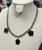 Bewitched Antique Silver Charm Necklace - Black Crystal Ball,  Tarot Card & Spell Book On Chunky Curb Chain