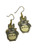 Inspired By Totoro Anime Grey Enamel & Gold Alloy Drop Dangly Earrings