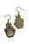 Inspired By Totoro Anime Grey Enamel & Gold Alloy Drop Dangly Earrings