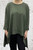 MADE IN ITALY KHAKI GREEN WIDE SCOOP NECK DIP SIDE JERSEY LONG SLEEVED TOP - ONESIZE FITS UK 12-20