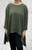 MADE IN ITALY KHAKI GREEN WIDE SCOOP NECK DIP SIDE JERSEY LONG SLEEVED TOP - ONESIZE FITS UK 12-20