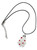SHEET GHOST Valentines White Red Heart Design Pendant On Black Cord Necklace