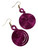 Gorgeous Statement Magenta Pink Rubber Wire Disc Pendant On Glitter Chunky Cord Necklace & Matching Earrings (Style 53)