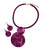 Gorgeous Statement Magenta Pink Rubber Wire Disc Pendant On Glitter Chunky Cord Necklace & Matching Earrings (Style 53)