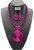 Gorgeous Statement Magenta Pink Rubber Wire Disc Pendant On Glitter Chunky Cord Necklace & Matching Earrings (Style 53)
