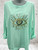 MADE IN ITALY SEQUIN EVIL EYE MINT GREEN JERSEY LIGHTWEIGHT SWEATSHIRT TOP - ONESIZE FITS 10-18