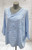 MADE IN ITALY SKY BLUE RAW EDGE FLOWER V NECK SWEATSHIRT TOP - ONESIZE FITS UK 10-18