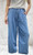 PORT ORIGINAL Mid Blue White Striped Denim Chambray Wide Leg Trousers - Onesie Will Fit UK 10-18