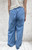 PORT ORIGINAL Mid Blue White Striped Denim Chambray Wide Leg Trousers - Onesie Will Fit UK 10-18