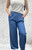 ITALIAN ONESIZE LIGHTWEIGHT BLUE DENIM CHAMBRAY WIDE LEG TROUSERS - WILL FIT UK 10-16