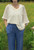 SALE NO RETURN MADE IN ITALY OVERSIZED TEABAG CROCHET V NECK TOP BEIGE OR CREAM - ONESIZE FITS UK 12-20 WAS £25