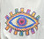 'EVIL EYE' Bright neon print embellished white short sleeved oversized t-shirt - Onesize fits UK 10-18