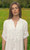 White Linen Blend Crochet Panel 3/4 Sleeve Shirt Dress - Onesize Will Fit UK 10-16