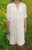 White Linen Blend Crochet Panel 3/4 Sleeve Shirt Dress - Onesize Will Fit UK 10-16