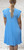 ELEGANT ITALIAN FREESIZE TURQUOISE PLEATED SHORT DRESS WITH POCKETS - ONESIZE WILL FIT UK 8-14