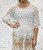 2pc Diamond Circle Crochet  Short Sleeve Smock Top  - Khaki, Black, White, Beige & Lemon Onesize Fits UK -14
