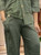 MADE IN ITALY KHAKI GREEN FULL LEG LINEN CO-ORD WAVE PANELS CUFF HEM TROUSERS - ONESIZE FITS 10-18