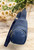 Navy Blue PU Faux Leather Sling Bag With Diamond Wide Crossbody Strap