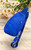 Royal Blue PU Faux Leather Sling Bag With Greek Key Wide Crossbody Strap