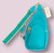Turquoise PU Faux Leather Sling Bag With Greek Key Wide Crossbody Strap