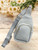 Pale Grey PU Faux Leather Sling Bag With Diamond Wide Crossbody Strap
