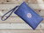 Navy Blue Gold Tree Motif Small Crossbody Twin Compartment Bag With Wristlet Strap