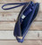 Navy Blue Gold Tree Motif Small Crossbody Twin Compartment Bag With Wristlet Strap