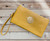 Mustard Yellow Gold Tree Motif Small Crossbody Twin Compartment Bag With Wristlet Strap