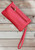 Red Gold Tree Motif Small Crossbody Twin Compartment Bag With Wristlet Strap