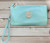 Mint Green With Gold Tree Motif Small Crossbody Twin Compartment Bag With Wristlet Strap