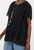 MADE IN ITALY BLACK PLEATED CHIFFON SHORT SLEEVE TOP WITH NECKLACE- One size fits 10-18