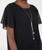 MADE IN ITALY BLACK PLEATED CHIFFON SHORT SLEEVE TOP WITH NECKLACE- One size fits 10-18