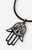 Stainless steel dark silver cut out Hamsa charm on black wax cord necklace