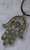 Large filigree Hamsa hand antique silver pendant on wax cord necklace