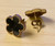 Designer Inspired 4 Leaf Clover Gold Stainless Steel & Black Enamel Stud Post Earrings