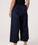 Made In Italy Navy Blue Poplin Wide Leg Cropped Culottes Pants Onesize fits 10-16