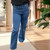VOGGO BLUE DENIM FINE STRIPE WIDE LEG JEANS - SIZES 8-16 VOGGO BLUE DENIM FINE STRIPE WIDE LEG JEANS - SIZES 8-16