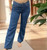 VOGGO BLUE DENIM FINE STRIPE WIDE LEG JEANS - SIZES 8-16 VOGGO BLUE DENIM FINE STRIPE WIDE LEG JEANS - SIZES 8-16