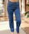 VOGGO BLUE DENIM FINE STRIPE WIDE LEG JEANS - SIZES 8-16 VOGGO BLUE DENIM FINE STRIPE WIDE LEG JEANS - SIZES 8-16